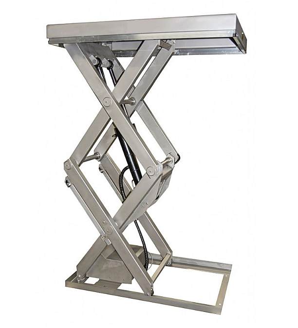 Stainless steel lifting table with single scissors