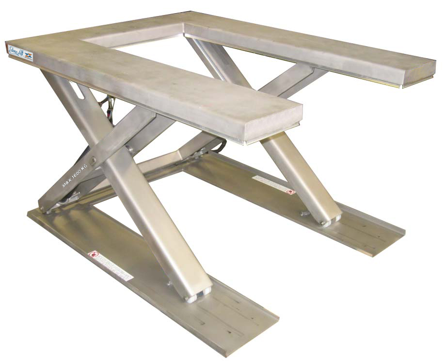 Stainless steel lifting table with U-shape